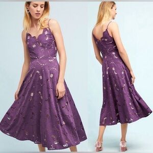 Anthropologie Moulinette Soeurs Purple Scalloped Lace Midi Dress Plus Size 14